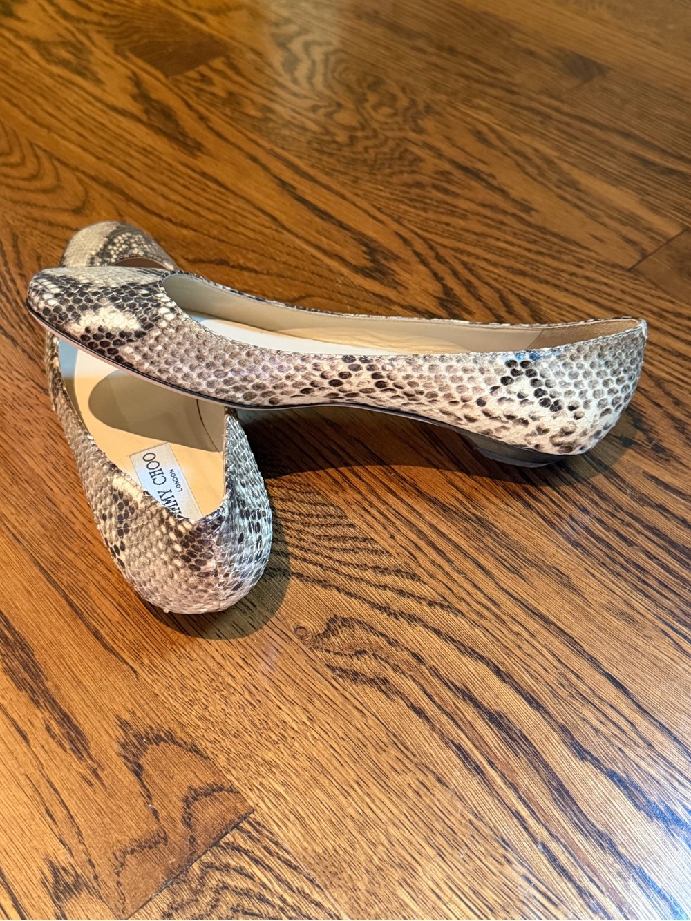 Jimmy Choo Neutral Snake-Print Ballet Flats